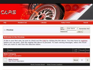 Latest vbulletin 3 Templates Free Download, Red Car